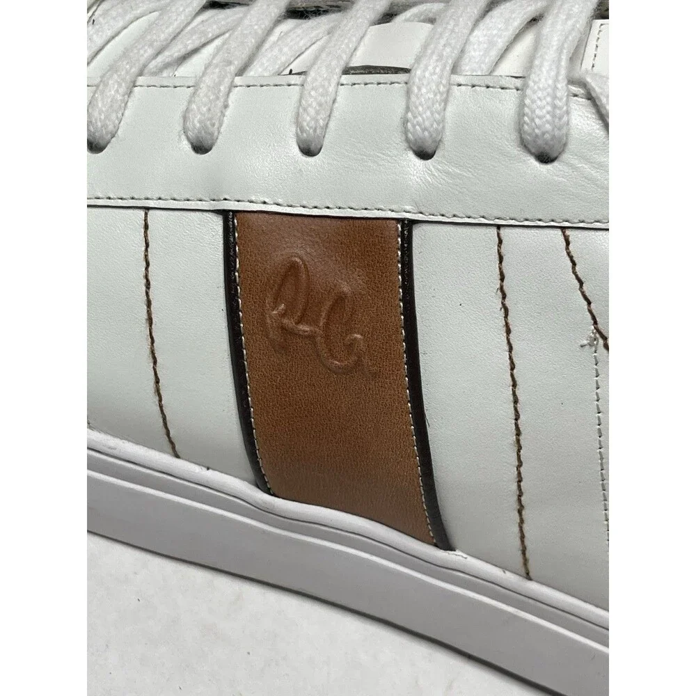 Robert Graham Mens Attwood White Brown Lace-Up Sneaker Shoes Size 12